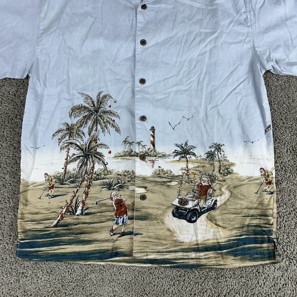 Windham Pointe Shirt Mens XL Golf Santa Christmas Hawaiian Button Up Holiday - Picture 3 of 11
